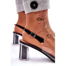 Transparentní sandály na vysokém podpatku s ozdobami S.Barski MR1037-43 černá 3