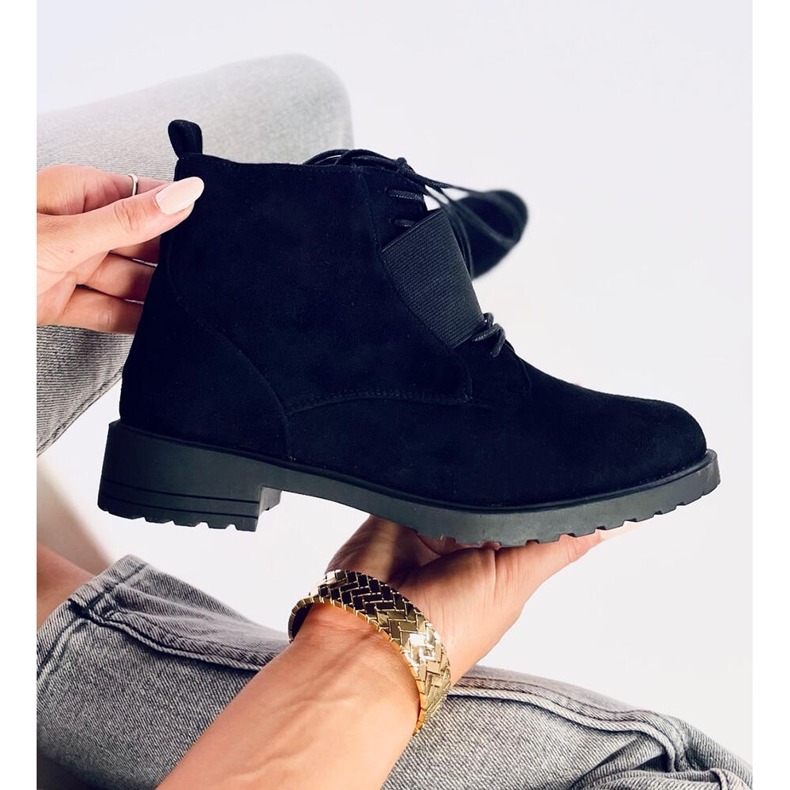 Šněrovací kozačky Anja Black černý 1