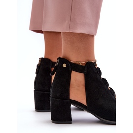 Semišové dámské sandály na vysokém podpatku Maciejka 06456-01 Černá 5