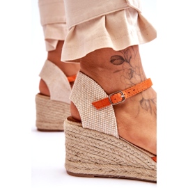 Semišové Espadrilky Sandály na klínu Oranžová Cammer oranžový 7