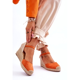 Semišové Espadrilky Sandály na klínu Oranžová Cammer pomerančový 2