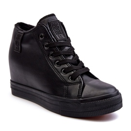 Dámské kožené tenisky na klínku Big Star MM274001 Black černý 1