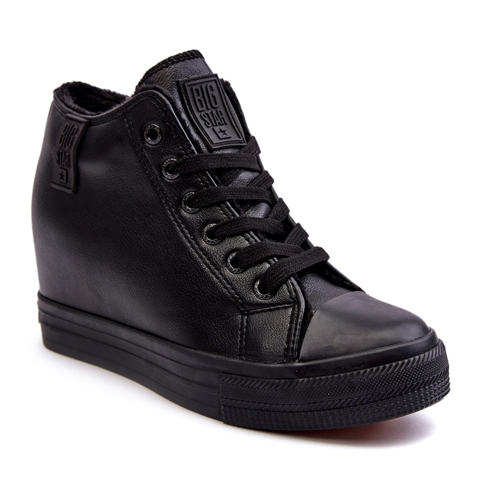 Dámské kožené tenisky na klínku Big Star MM274001 Black černý 1