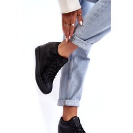 Dámské kožené tenisky na klínku Big Star MM274001 Black černá 2