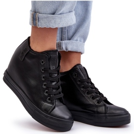 Dámské kožené tenisky na klínku Big Star MM274001 Black černý 7