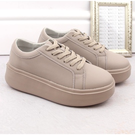 Dámské kožené boty na platformě, tmavě béžová, Sergio Leone SP024 béžový 1