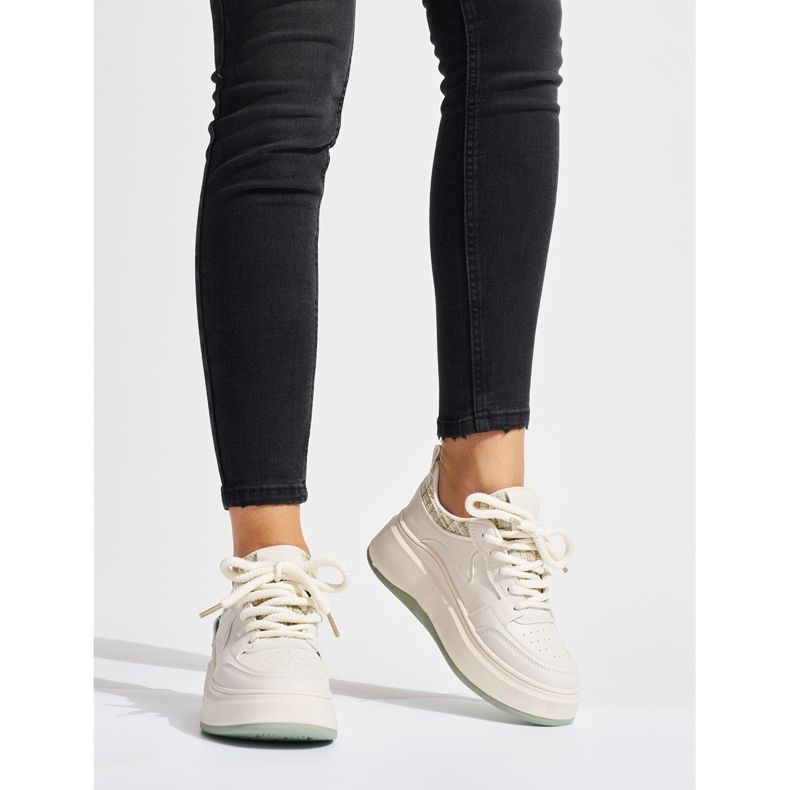 Dámské černé tenisky se silnou podrážkou béžový 2