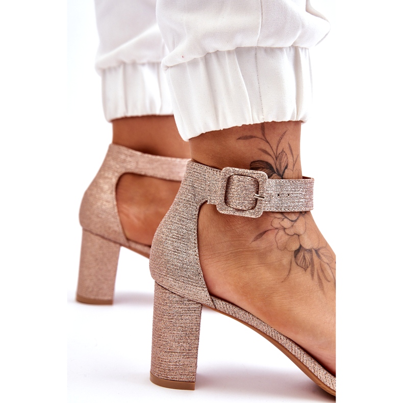 Lesklé sandály na vysokém podpatku, růžové zlato zlatý 3