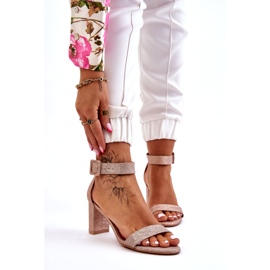 Lesklé sandály na vysokém podpatku, růžové zlato zlatý 1