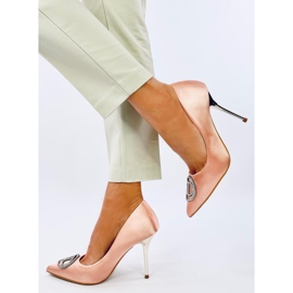 Malconi Champagne vysoké podpatky s křišťálovým zdobením růžový 2