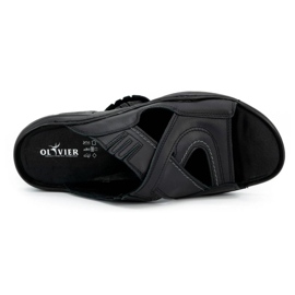 Olivier Pánské překlopení -flops vyrobené z přírodní kůže 400MP černé černá 3