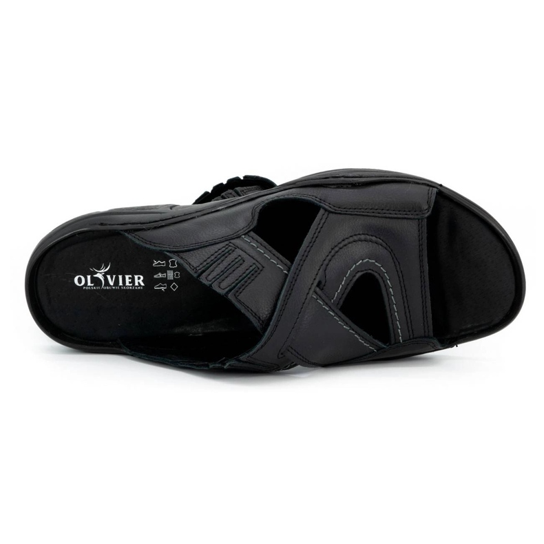 Olivier Pánské překlopení -flops vyrobené z přírodní kůže 400MP černé černá 3