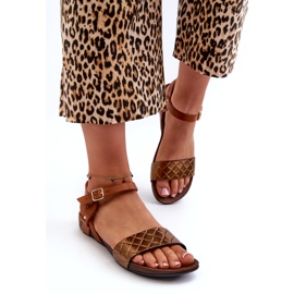 Zazoo 40027 Dámské ploché kožené sandály, měď hnědý 2