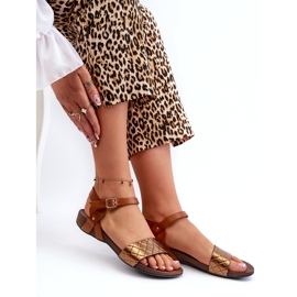 Zazoo 40027 Dámské ploché kožené sandály, měď hnědý 3