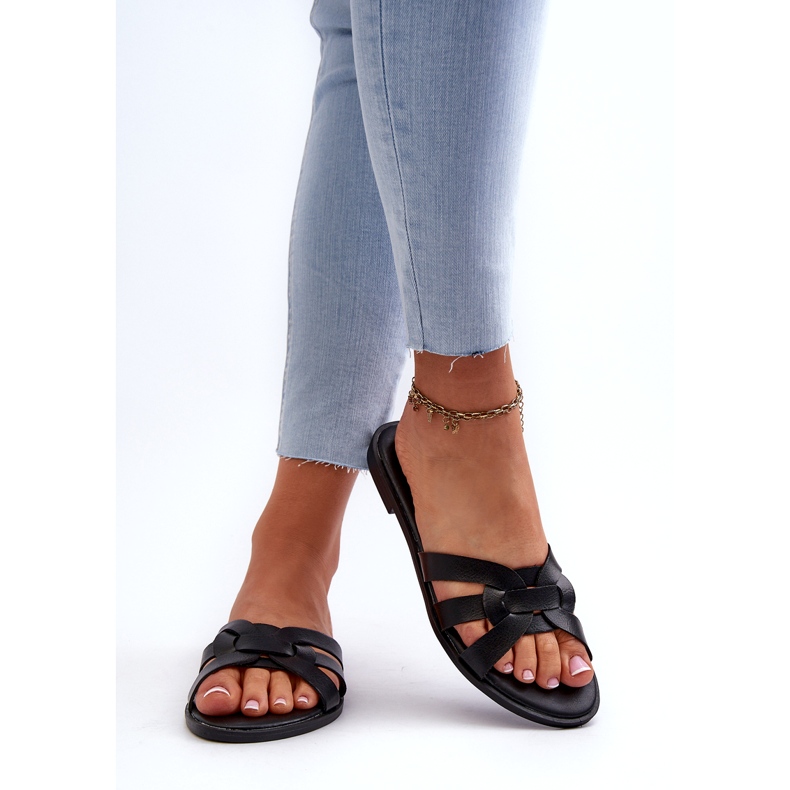 Evento Dámské ploché podpatky eko-kožní pantofle černá 3 Evento Dámské ploché podpatky eko-kožní pantofle černá 3