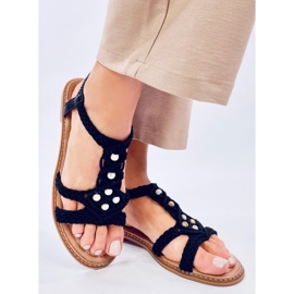 Ashes Black boho string sandály černý 1