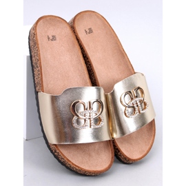 Korkové pantofle Ibanei LT.GOLD s kamínky zlatý 1