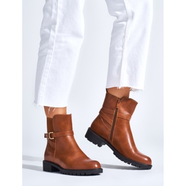 Hnědé dámské kotníkové boty s ozdobnou přezkou hnědý 1