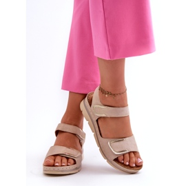 Evento Dámské sandály na suchý zip, béžová béžový 3