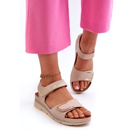 Evento Dámské sandály na suchý zip, béžová béžový 1