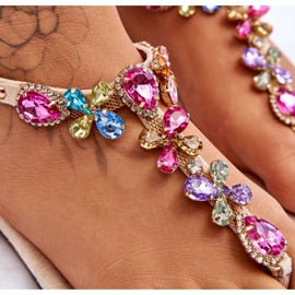 Béžové semišové žabky s kamínky béžový 2