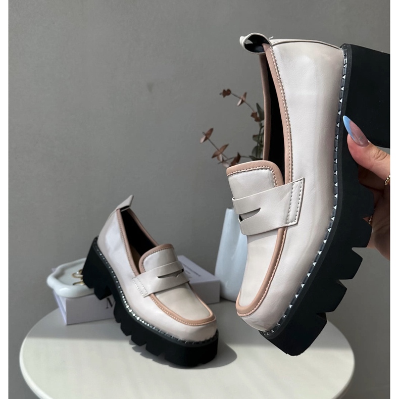 S.Barski Kožené dámské mokasíny D&amp;A MR870-32 Béžová béžový 1