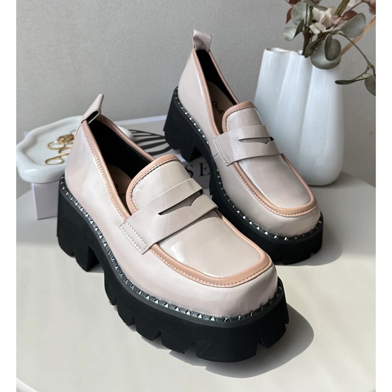 S.Barski Kožené dámské mokasíny D&amp;A MR870-32 Béžová béžový 2