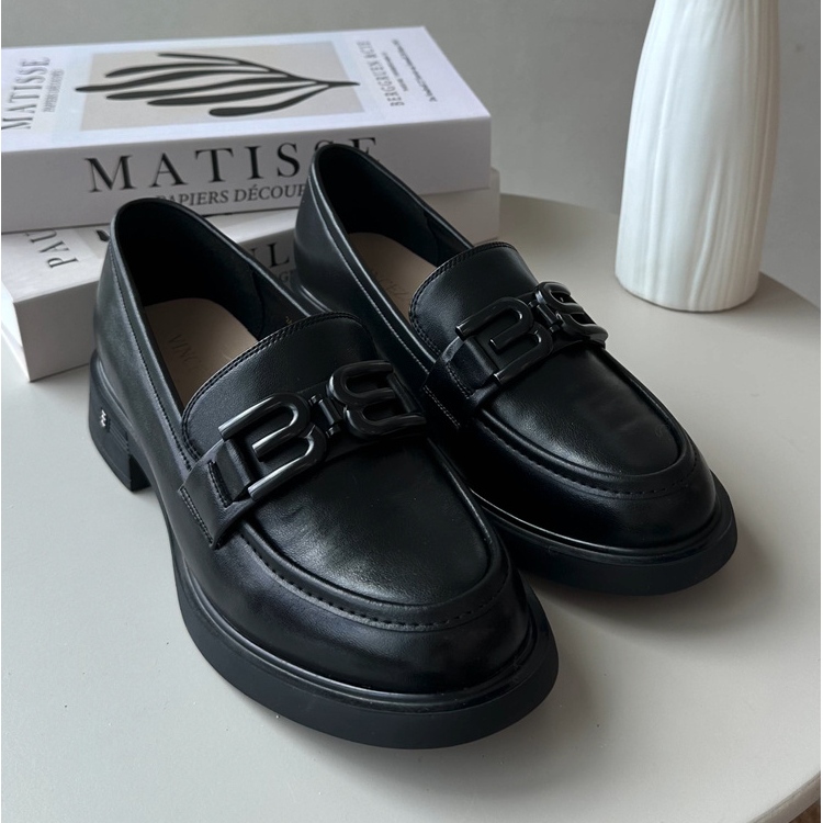 Vinceza Elegantní dámské kožené mokasíny Black Triana černý 1