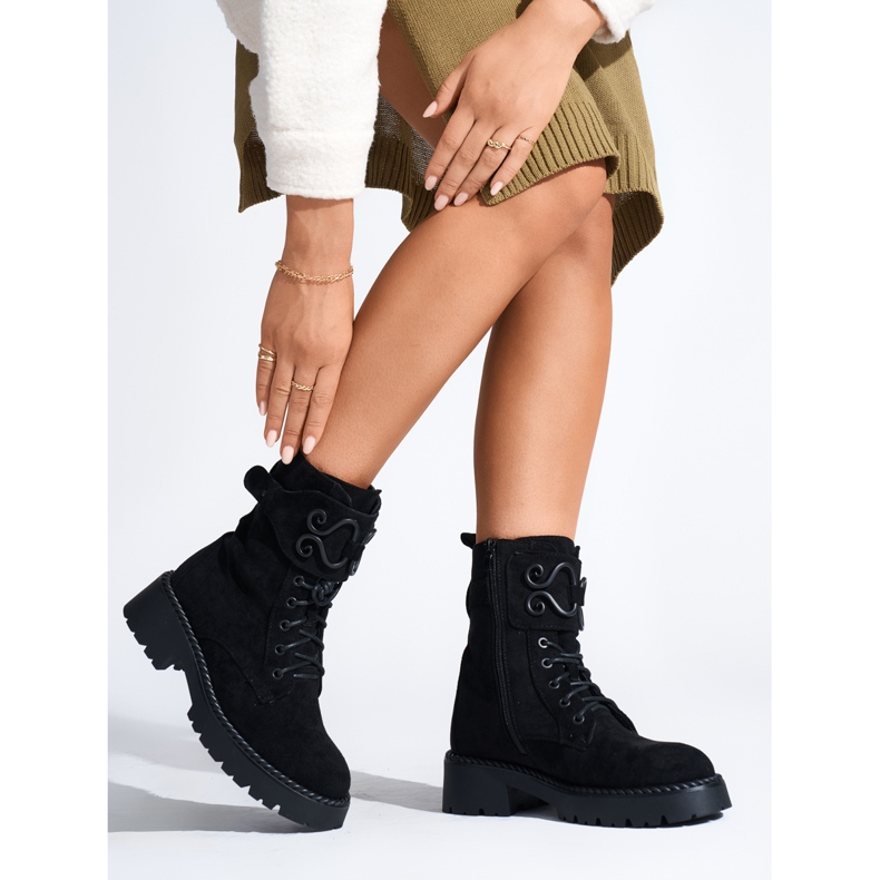 Dámské semišové černé pracovní boty černá 2