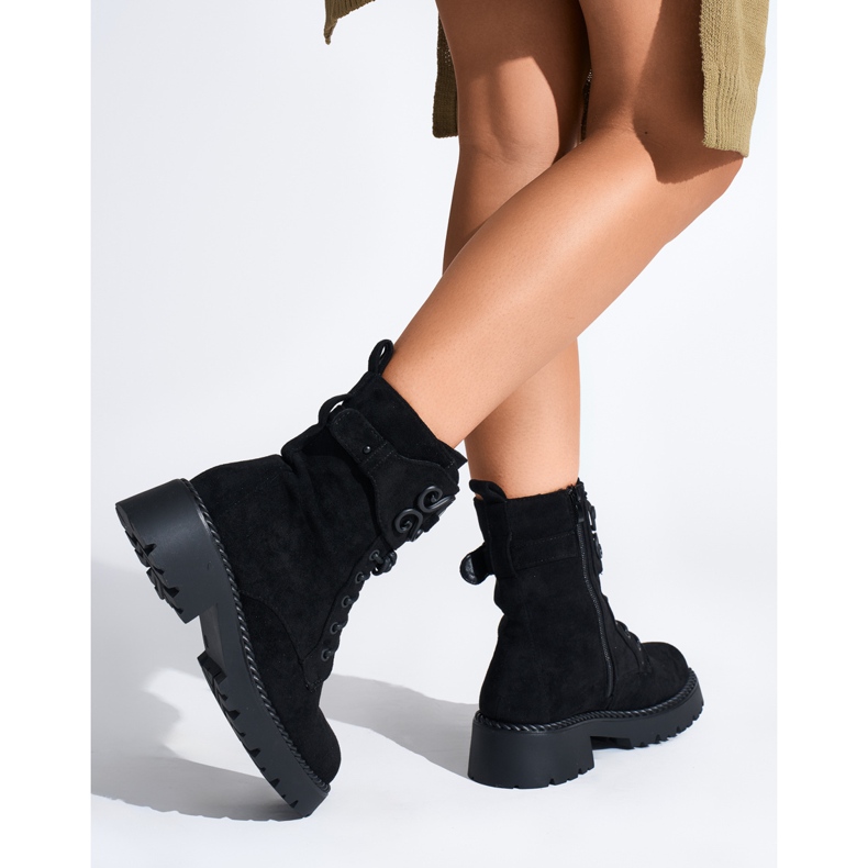 Dámské semišové černé pracovní boty černá 1