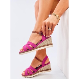 Rosco Fuchsia espadrille sandály na klínku růžový 1