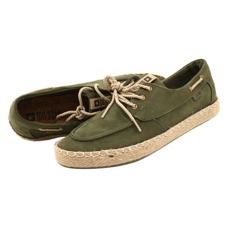 Pánské šněrovací espadrilky Big Star NN174055 Khaki zelená 3