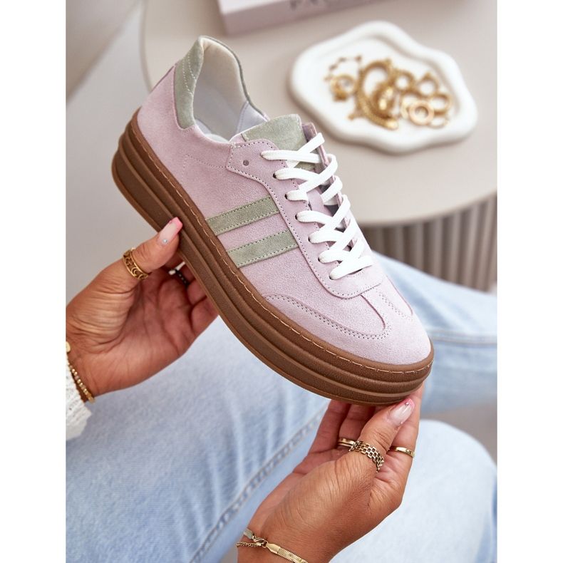 Dámské semišové tenisky na platformě Zazoo N1068S4, fialové fialový 2