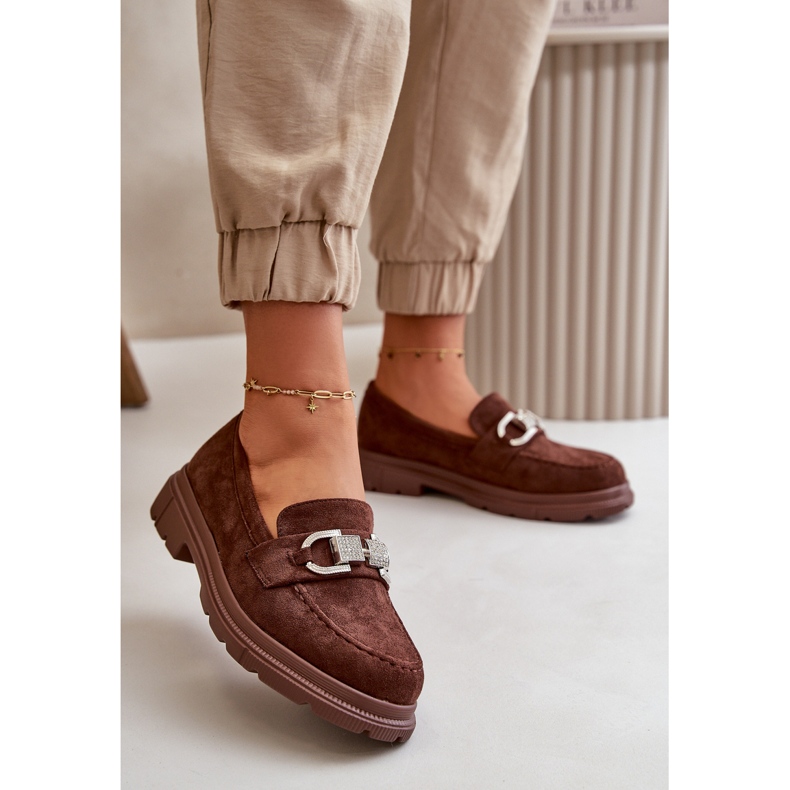 Dámské eko semišové mokasíny s ozdobou, hnědá Wistera hnědý 2