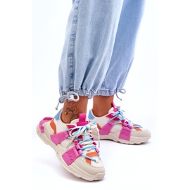 Seastar Dámská módní šněrovací sportovní obuv, béžová a růžová béžový 4