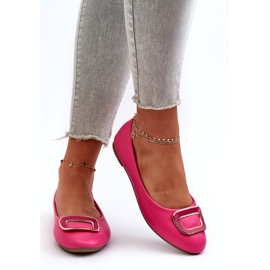 Day-Vine Fuchsiové eko kožené balerínky s dekorací růžový 2