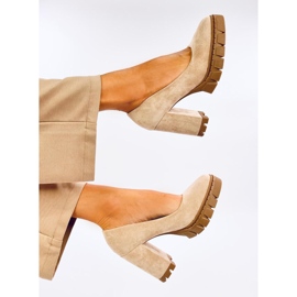 Angela Khaki lodičky na vysokém podpatku a platformě béžový 1 Angela Khaki lodičky na vysokém podpatku a platformě béžový 1