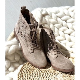 S.barski HY66-136 Dámské kotníkové boty se vzorem, světle béžová béžový 2