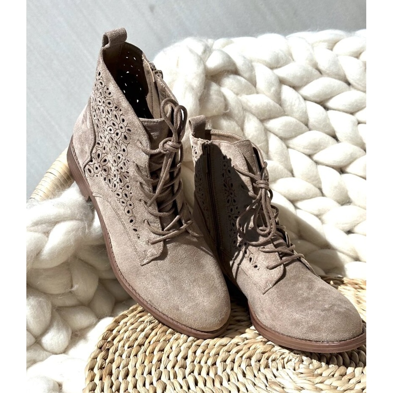 S.barski HY66-136 Dámské kotníkové boty se vzorem, světle béžová béžový 2