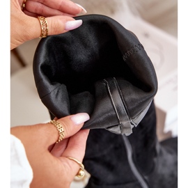 Ekologické semišové dámské kozačky nad kolena se zipem černá Elitara 1