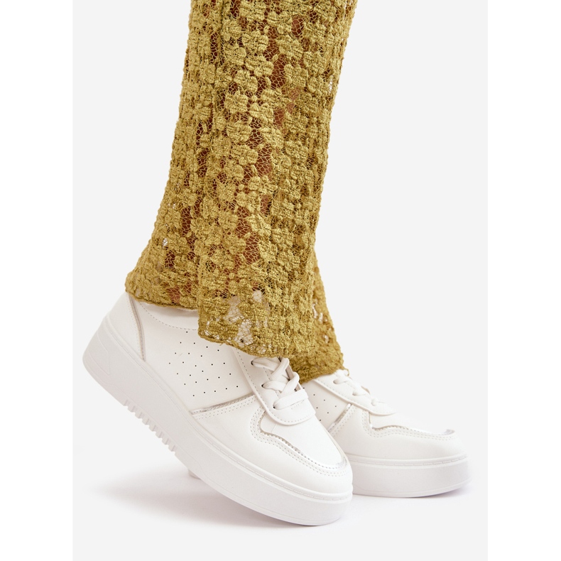 Dámské tenisky na platformě s ozdobným šněrováním, bílá Mistra bílý 1