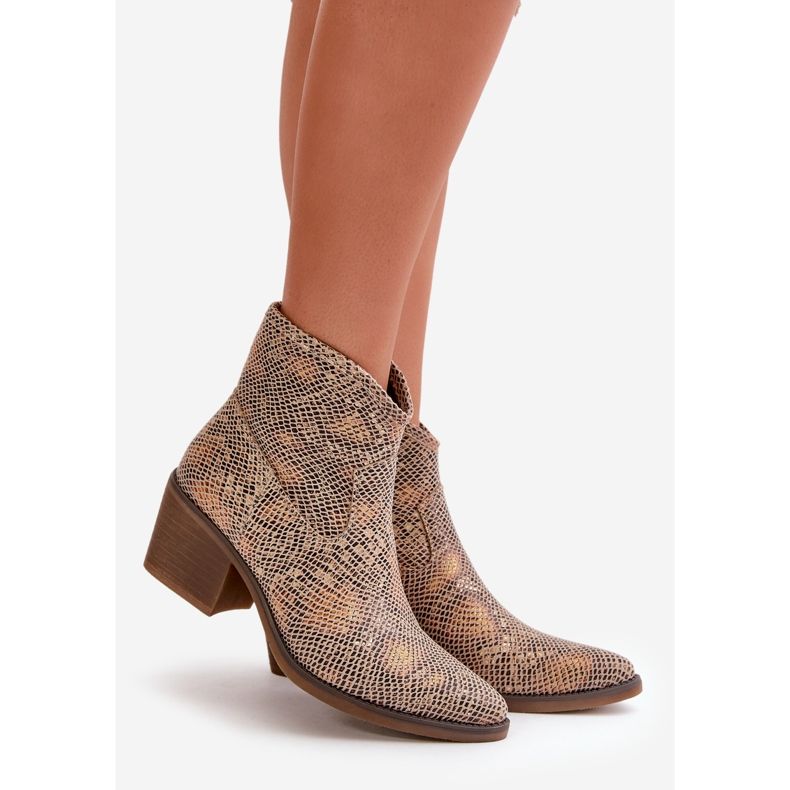 Jezzi Dámské kovbojské boty se zapínáním na zip, zvířecí vzor, ​​zlatá merisine zlatý 1