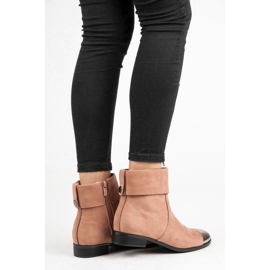 Ideal Shoes Semišové kotníkové boty na zip růžový 1