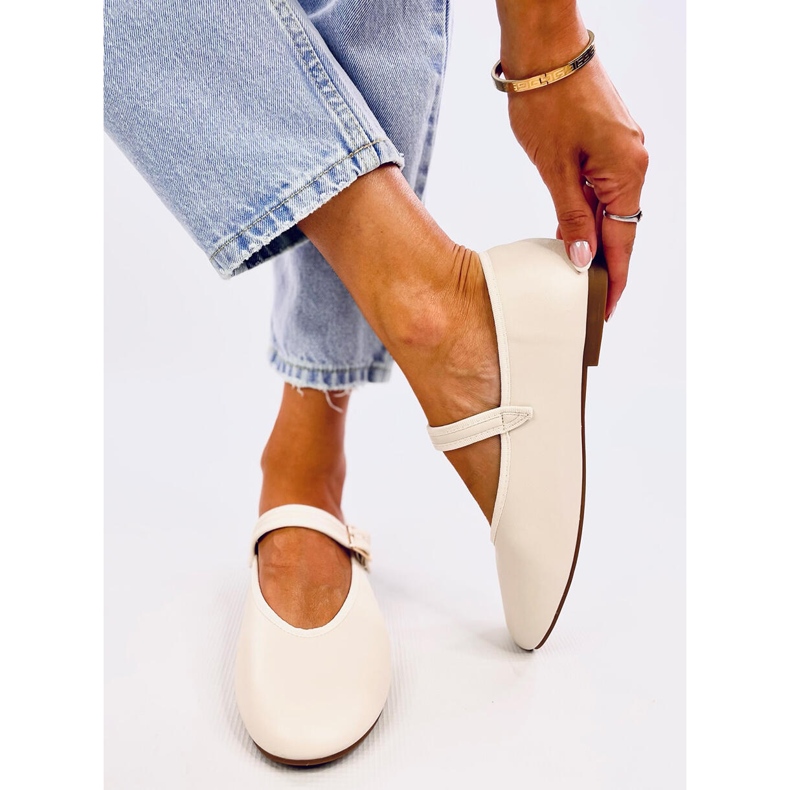 Balerínky Rotaro Khaki s páskem béžový 1