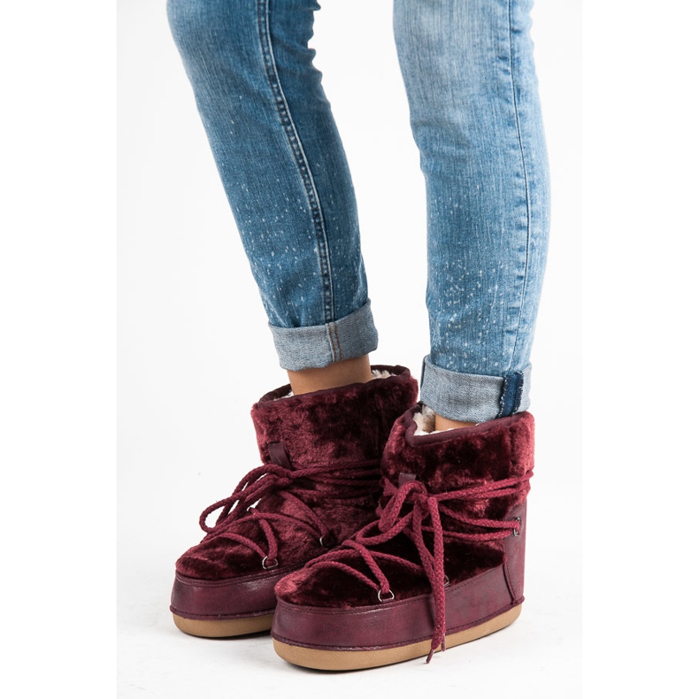 Ideal Shoes Sněhule Claret červený 1
