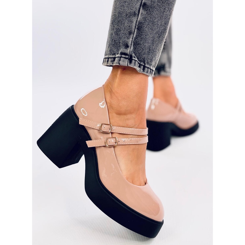 Lorai Khaki lodičky na širokém podpatku béžový 2 Lorai Khaki lodičky na širokém podpatku béžový 2