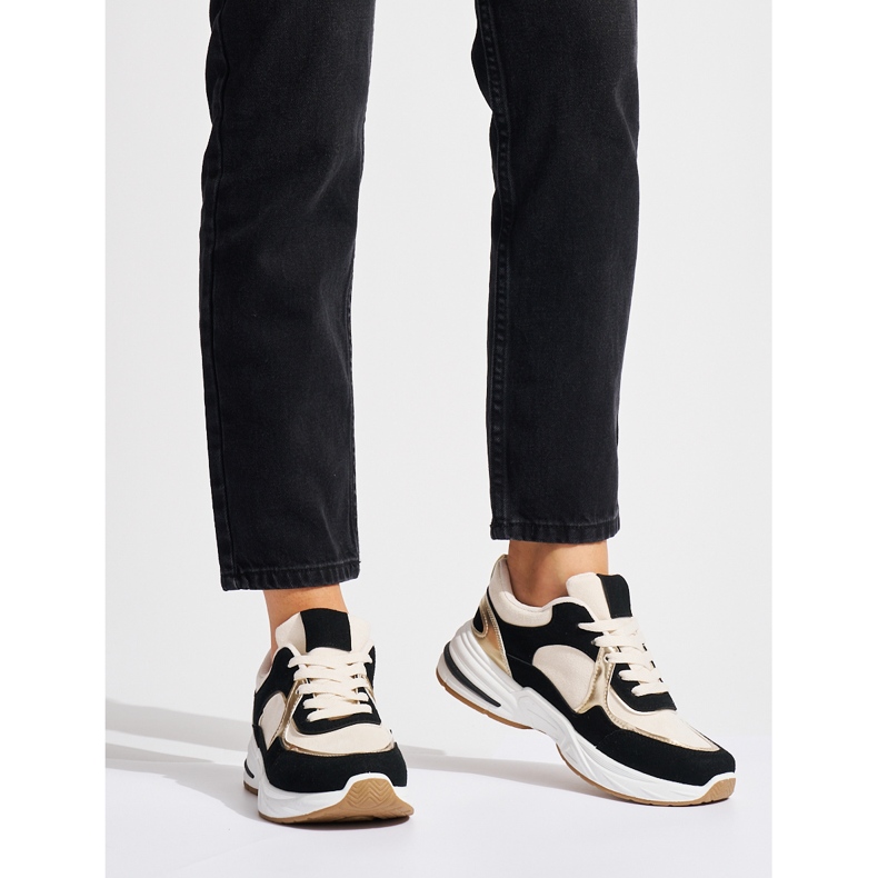 Černé a béžové tenisky se silnou podrážkou bílý 2