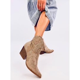 Kovbojské boty Lorenzo Khaki s kameny béžový 1