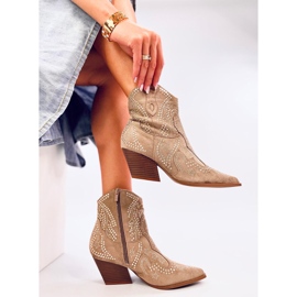 Kovbojské boty Lorenzo Khaki s kameny béžový 2