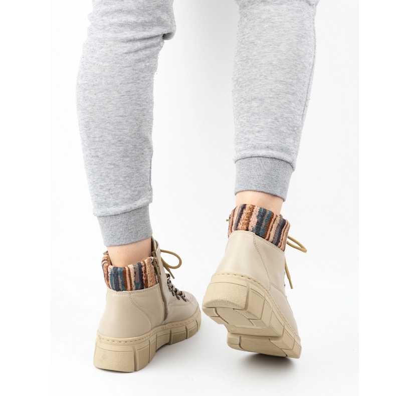 WASAK Dámské zimní kožené kotníkové boty 0698W, béžové béžový 2